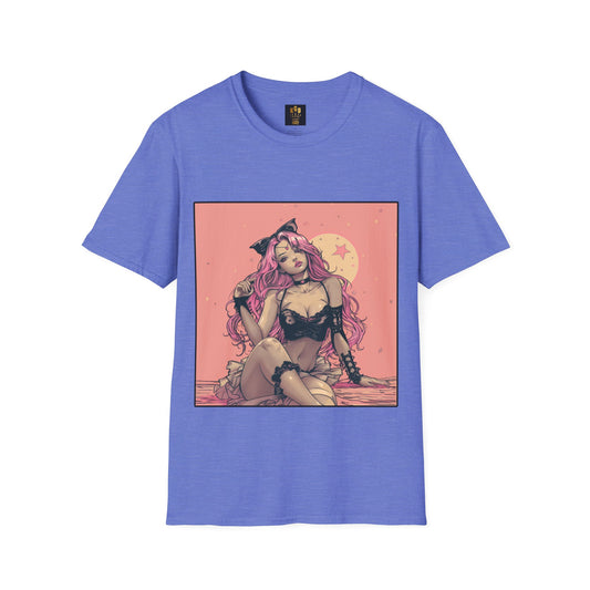 Grand theft Auto loading screen Pink chick Graphic Tee Softstyle by KGD Prints