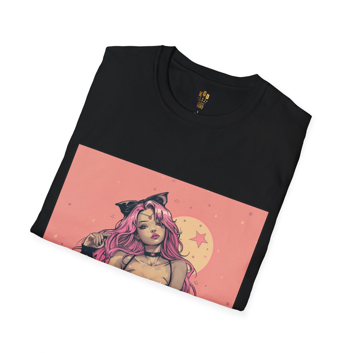 Grand theft Auto loading screen Pink chick Graphic Tee Softstyle by KGD Prints