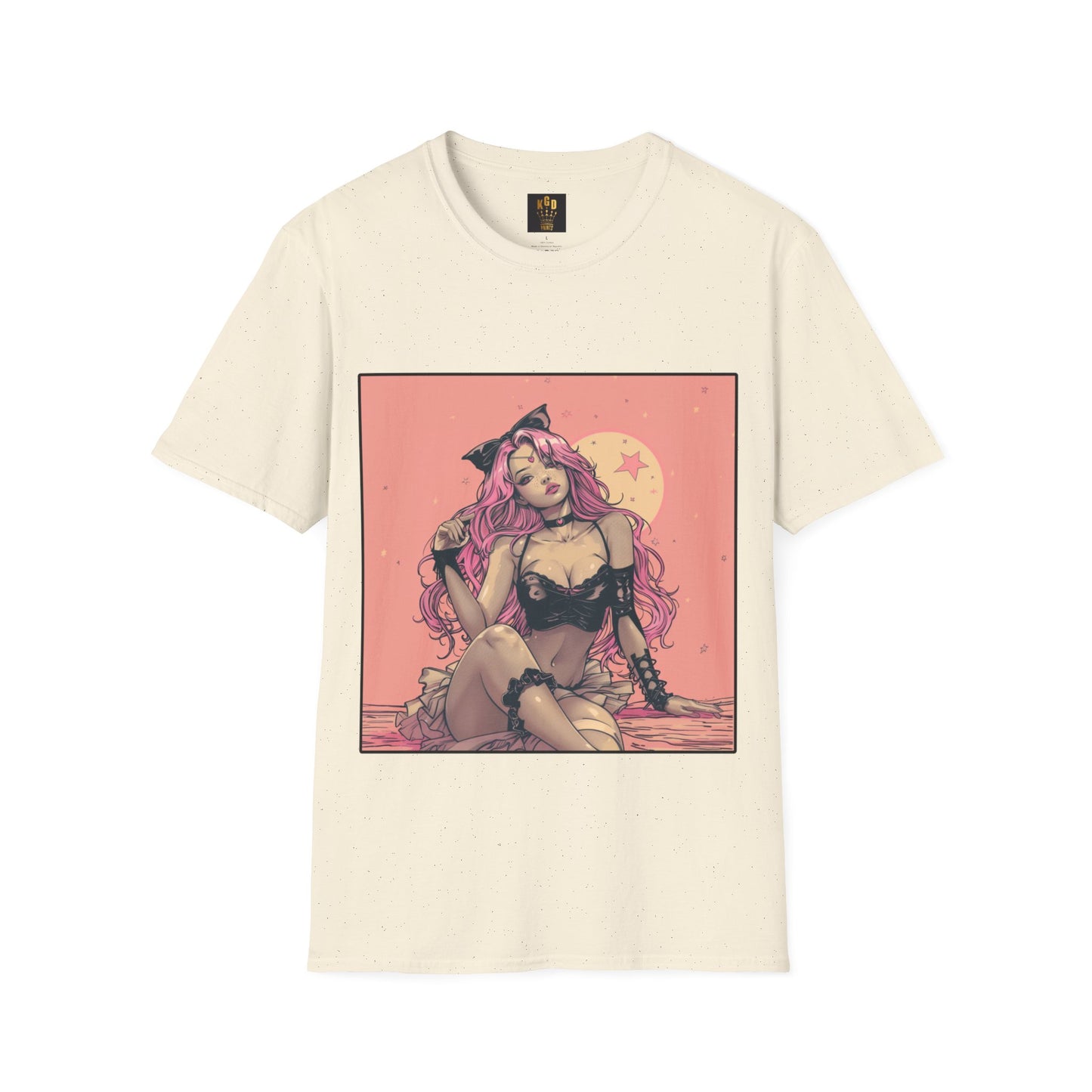Grand theft Auto loading screen Pink chick Graphic Tee Softstyle by KGD Prints