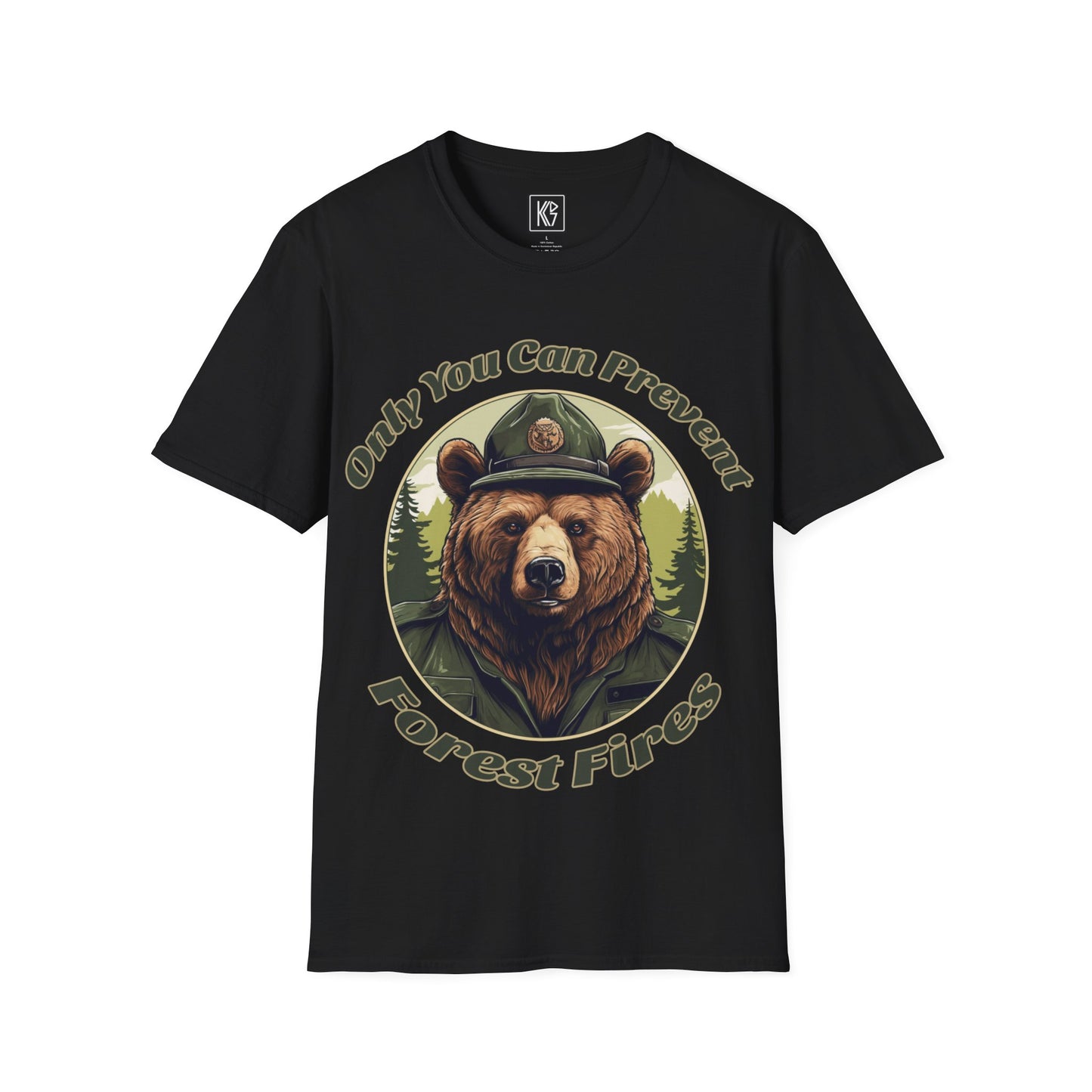 Forest fire bear Graphic Tee Softstyle by KGD Prints