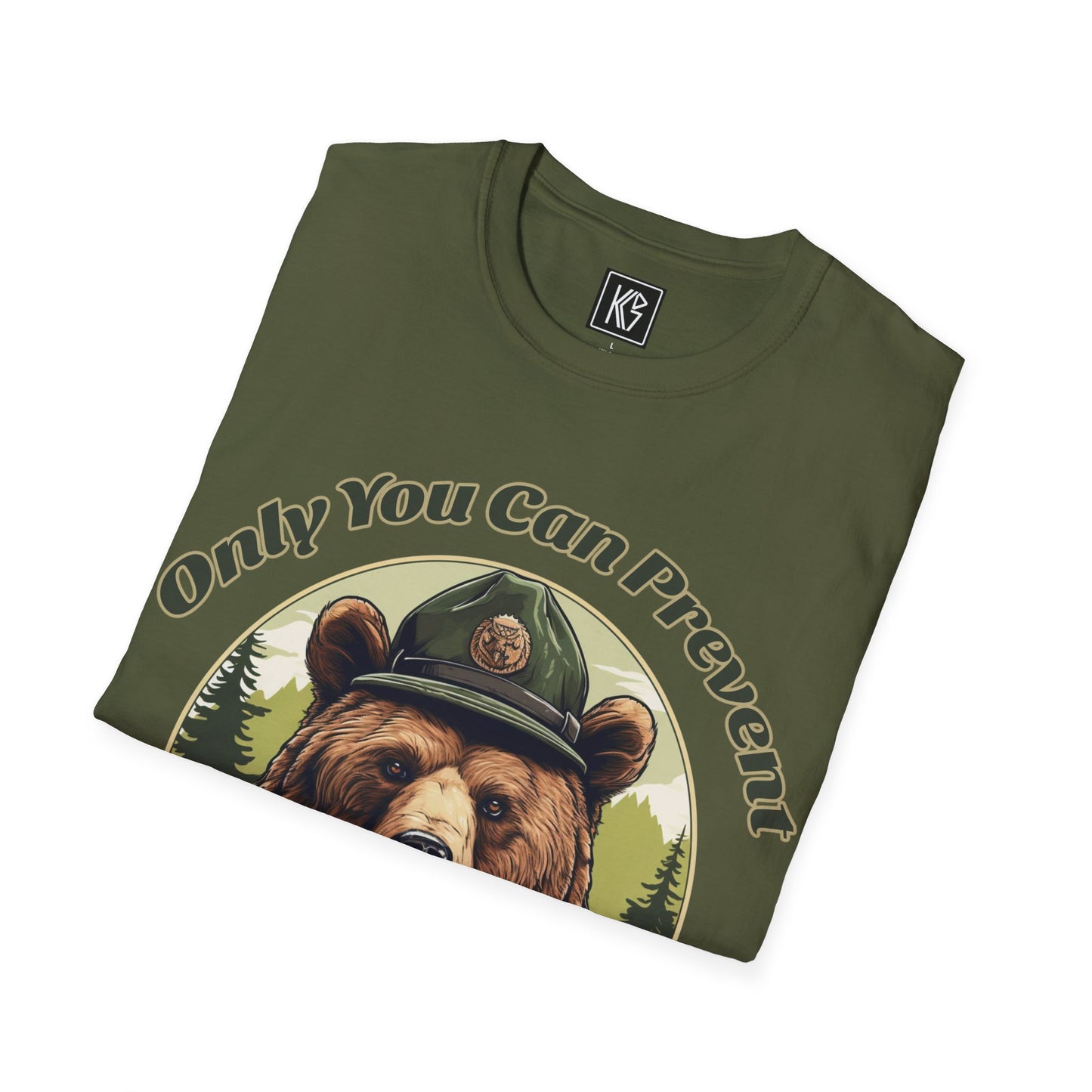 Forest fire bear Graphic Tee Softstyle by KGD Prints