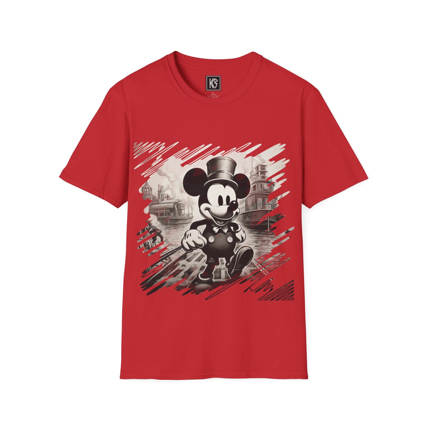 Vintage Mickey Mouse on his way to public domain Graphic Tee Softstyle by KGD Prints