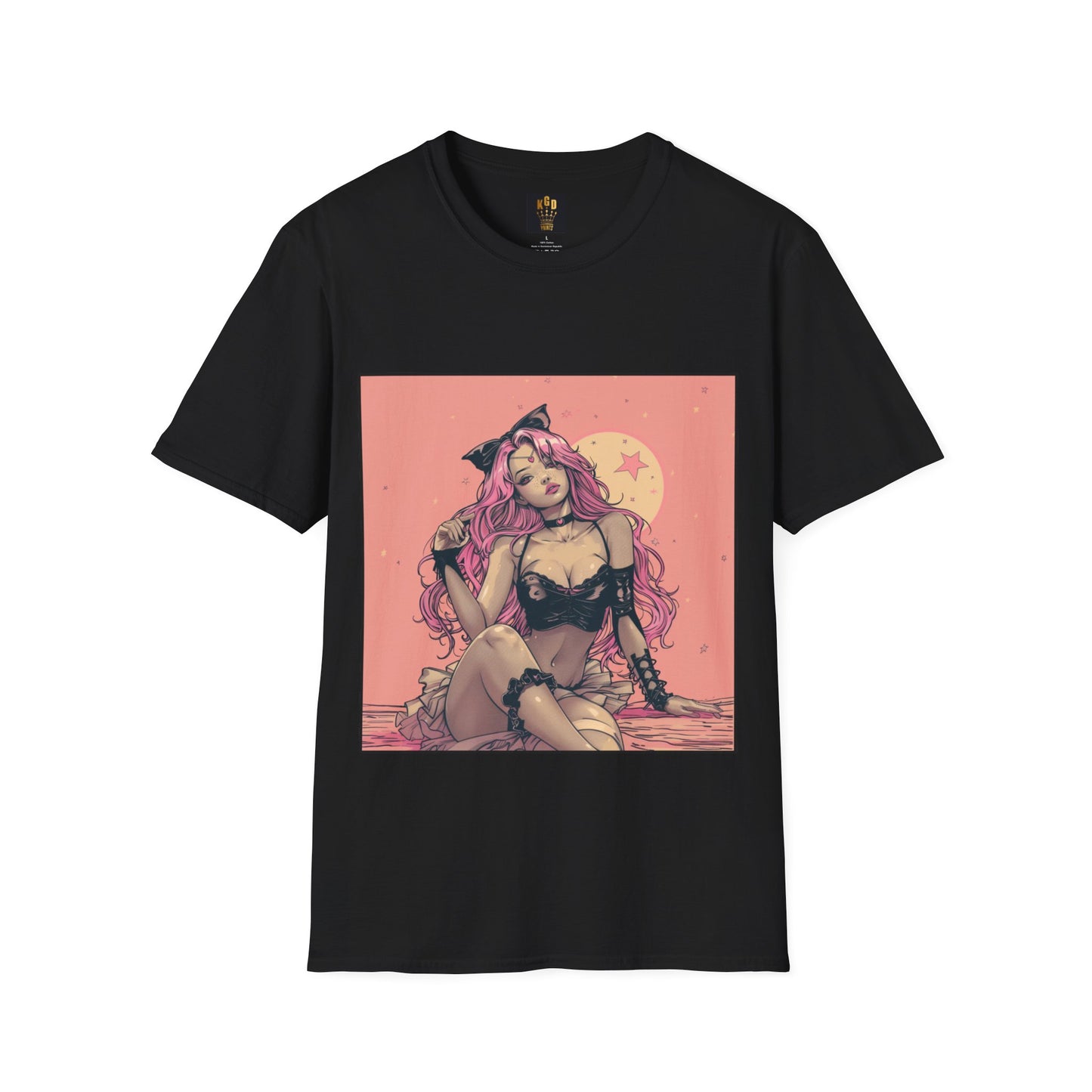 Grand theft Auto loading screen Pink chick Graphic Tee Softstyle by KGD Prints