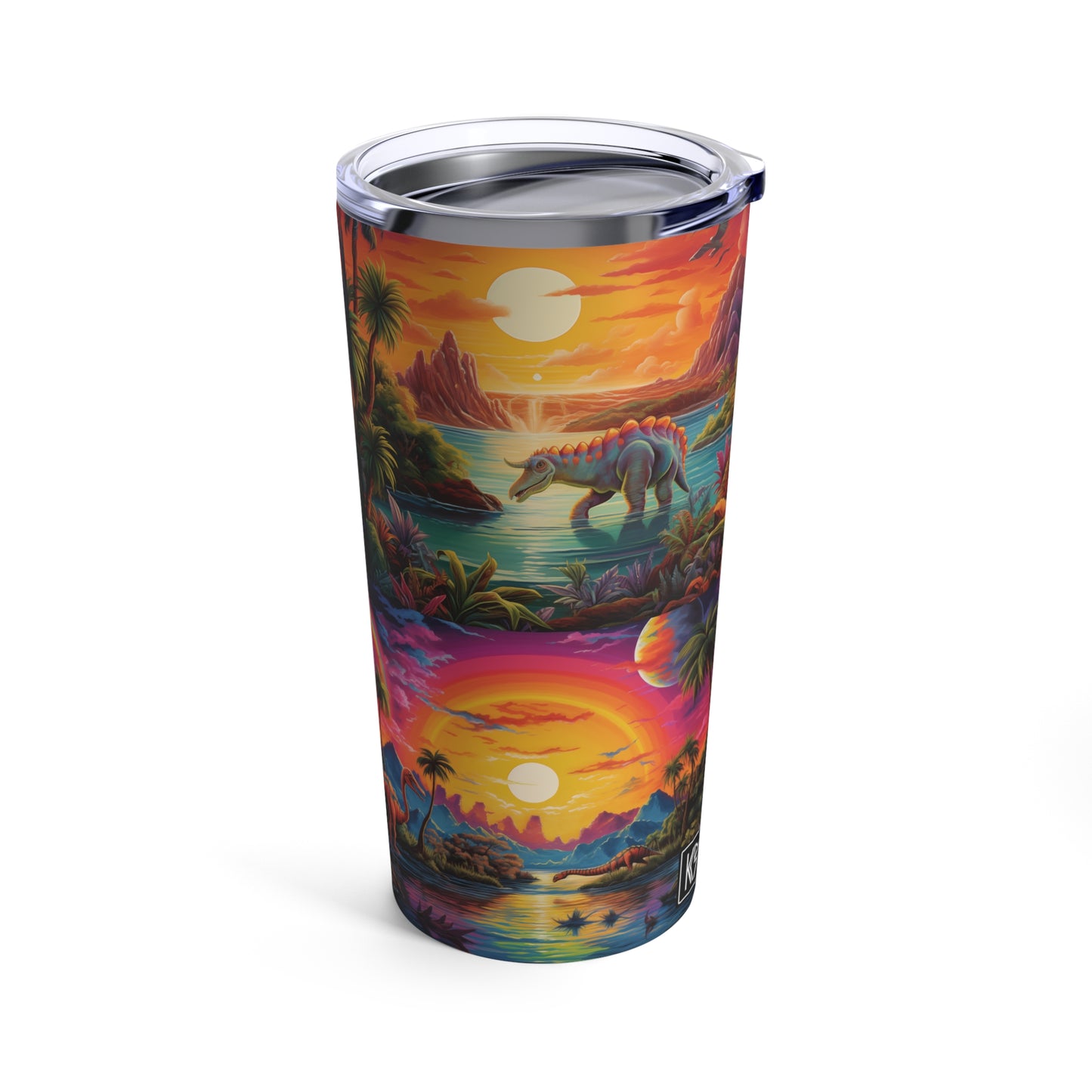 Dino Jurassic 4 scenes Tumbler 20oz, colorful