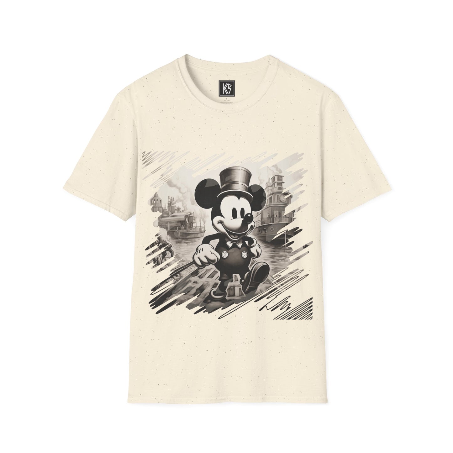 Vintage Mickey Mouse on his way to public domain Graphic Tee Softstyle by KGD Prints
