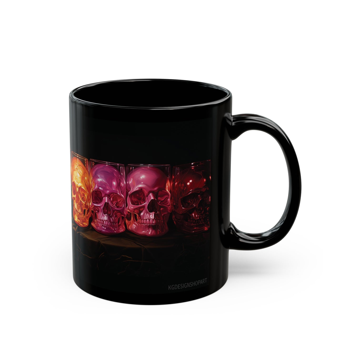 Skull candles rainbow 11oz Black Mug coffee tea ceramic mug beautiful graphic art