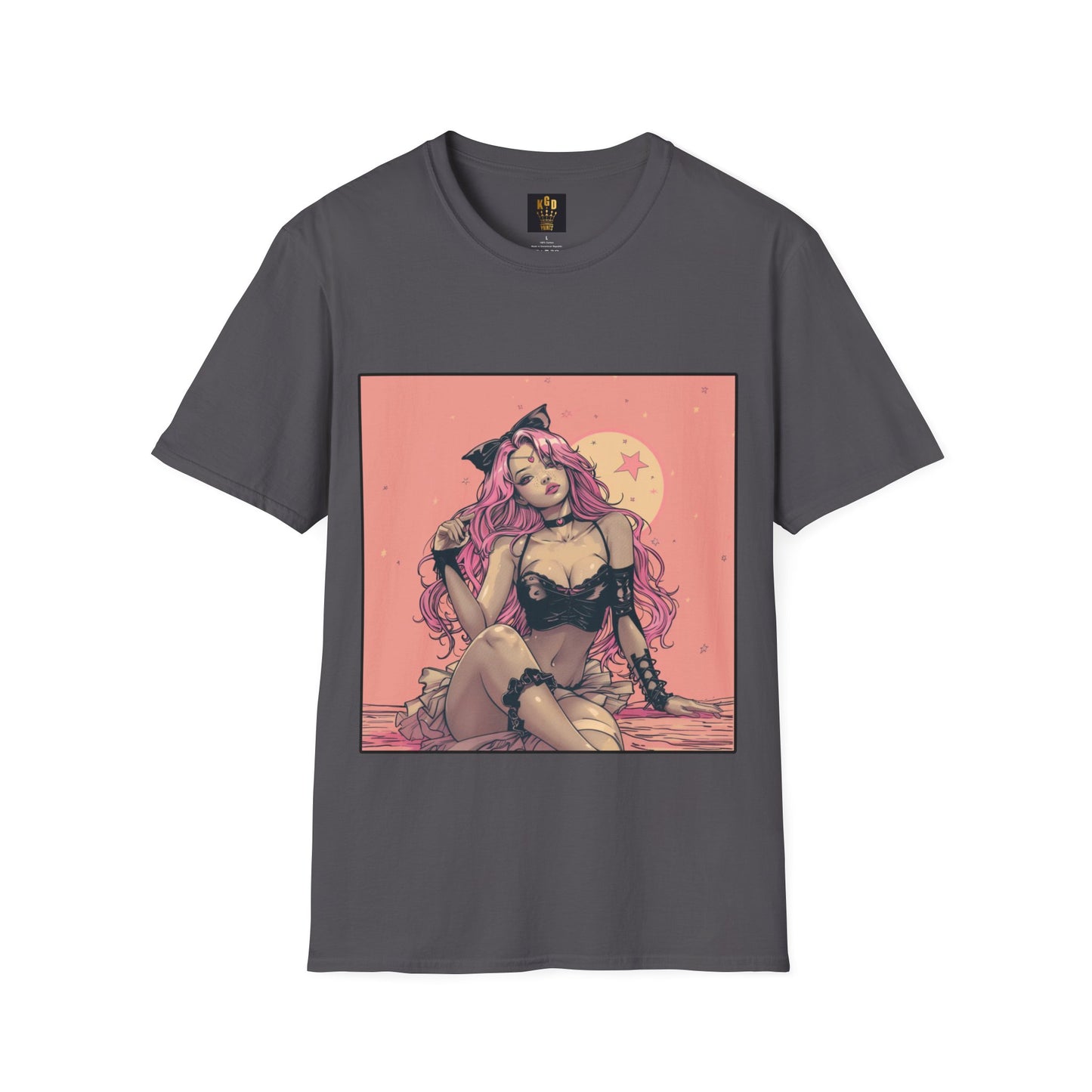 Grand theft Auto loading screen Pink chick Graphic Tee Softstyle by KGD Prints