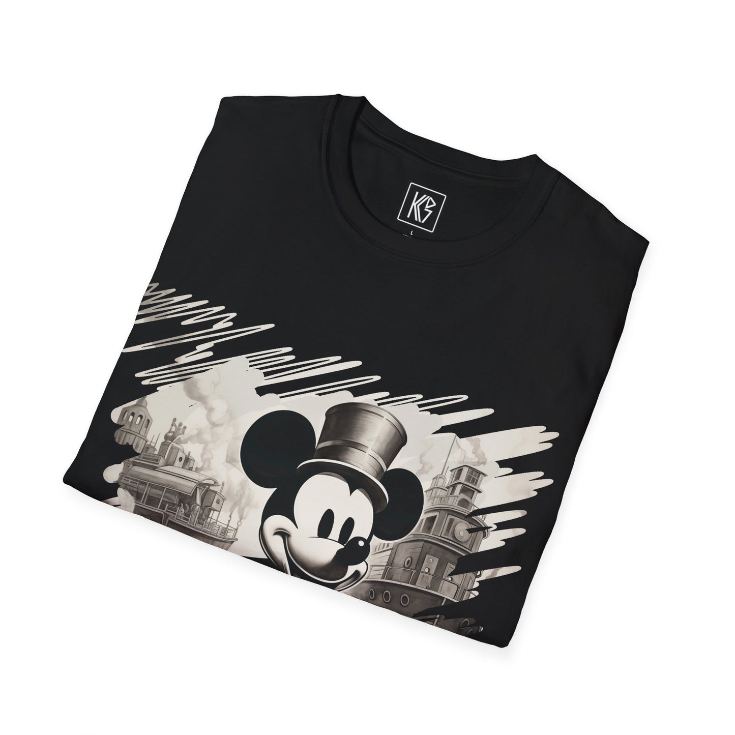 Vintage Mickey Mouse on his way to public domain Graphic Tee Softstyle by KGD Prints