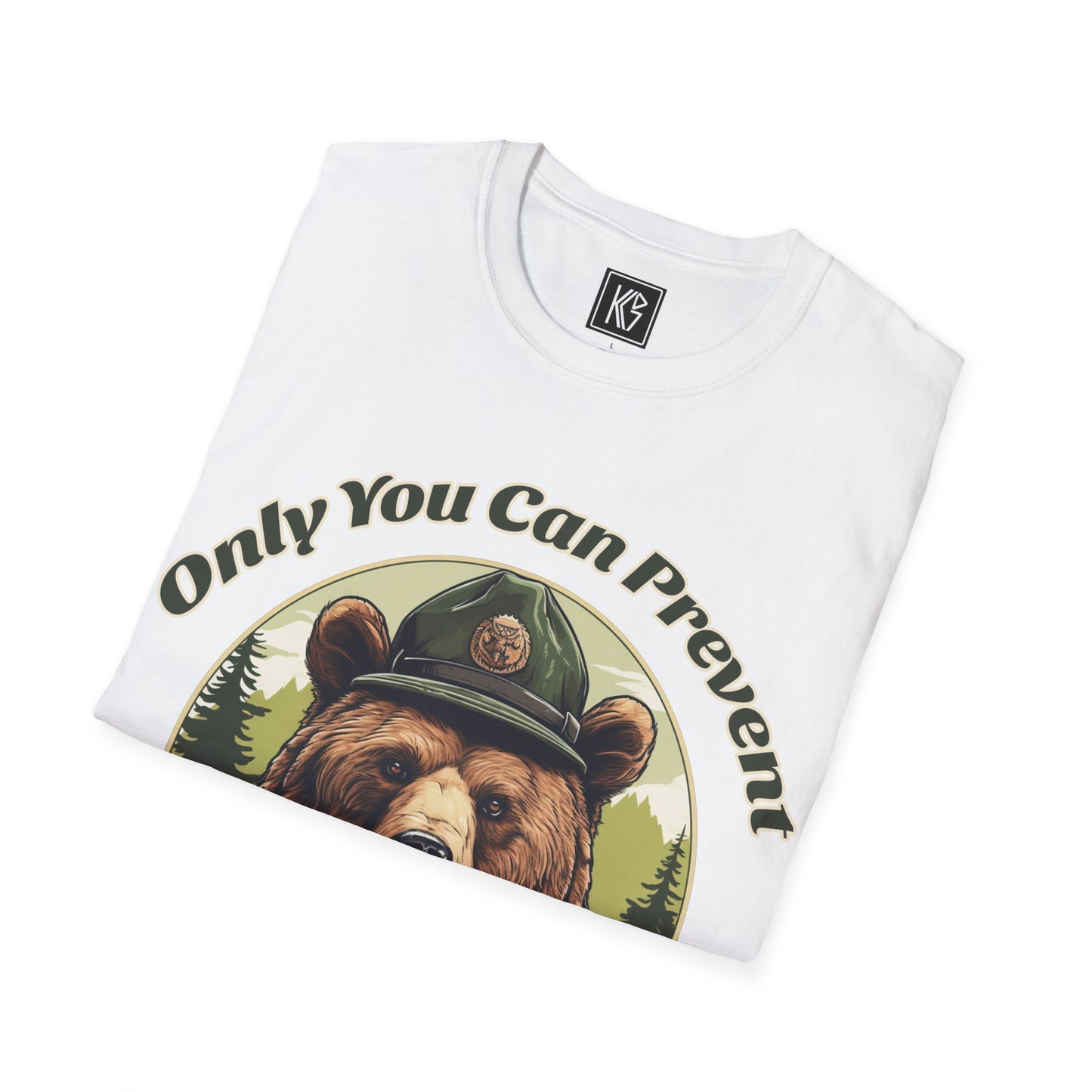 Forest fire bear Graphic Tee Softstyle by KGD Prints