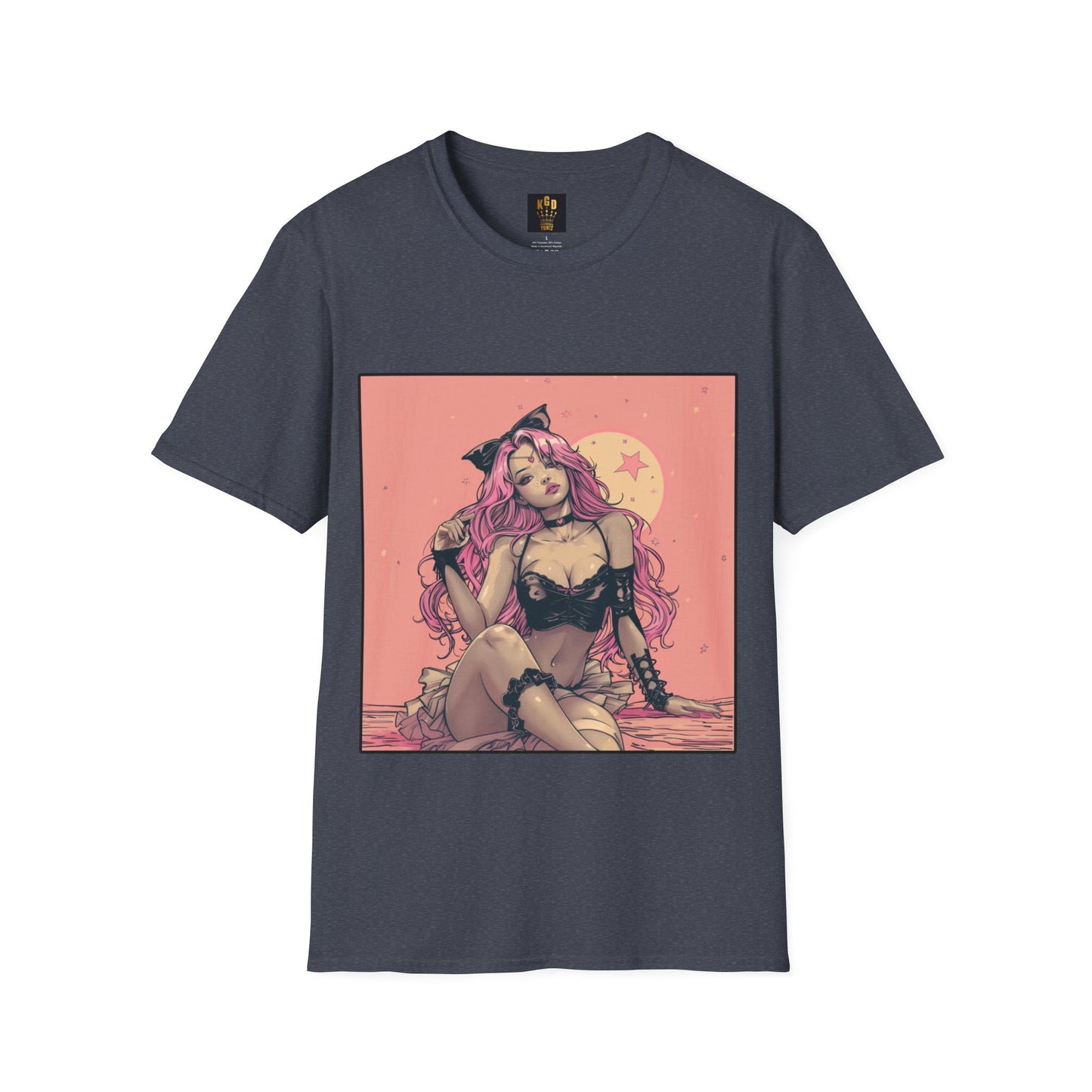 Grand theft Auto loading screen Pink chick Graphic Tee Softstyle by KGD Prints