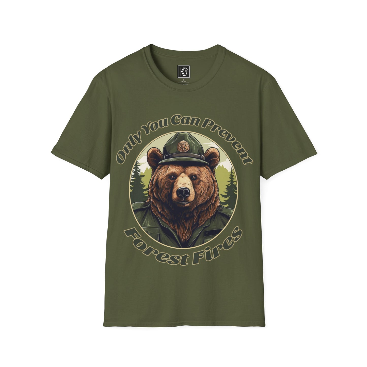 Forest fire bear Graphic Tee Softstyle by KGD Prints