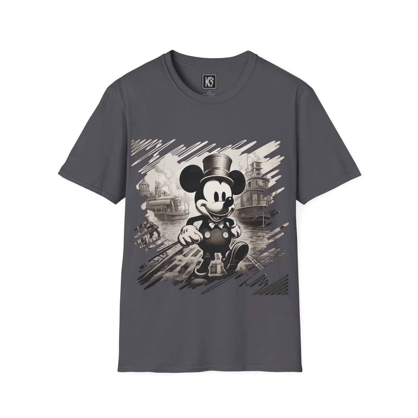 Vintage Mickey Mouse on his way to public domain Graphic Tee Softstyle by KGD Prints