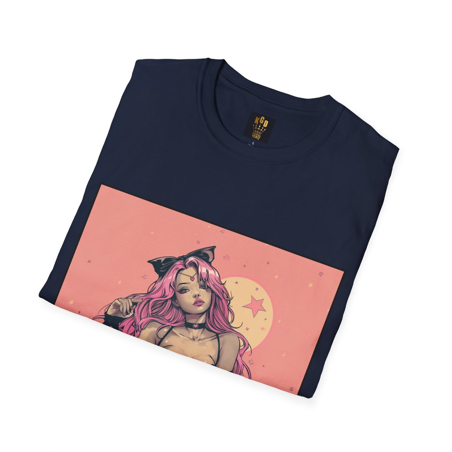 Grand theft Auto loading screen Pink chick Graphic Tee Softstyle by KGD Prints