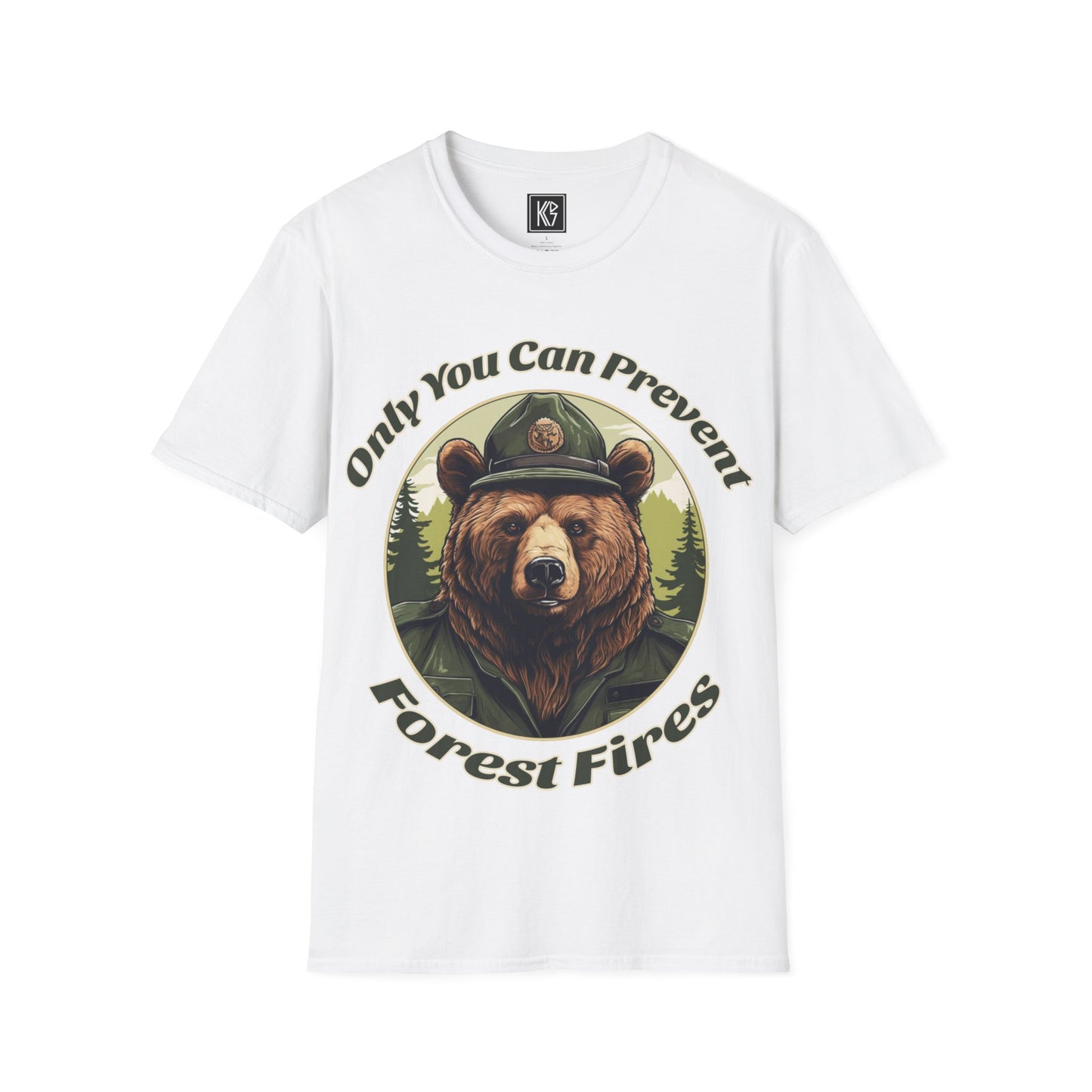 Forest fire bear Graphic Tee Softstyle by KGD Prints