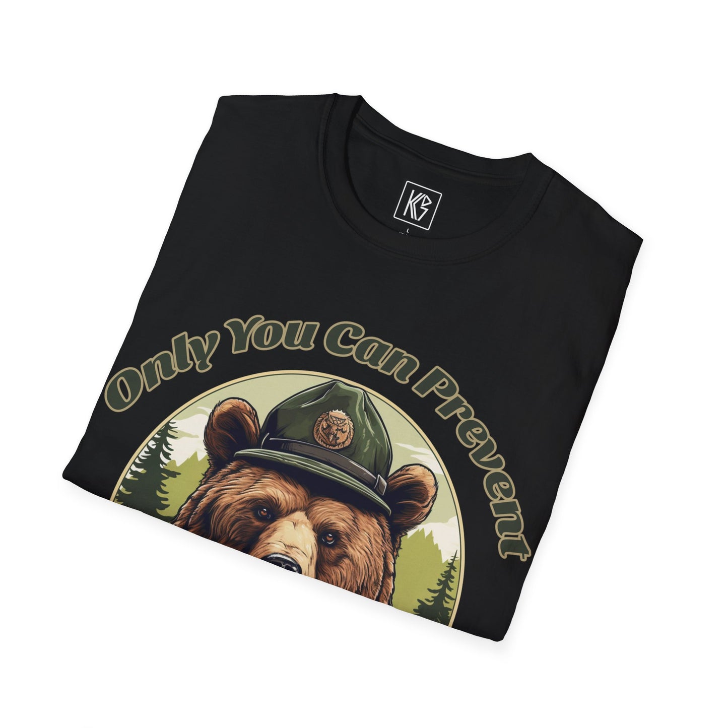 Forest fire bear Graphic Tee Softstyle by KGD Prints