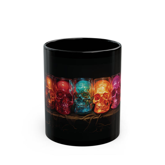 Skull candles rainbow 11oz Black Mug coffee tea ceramic mug beautiful graphic art