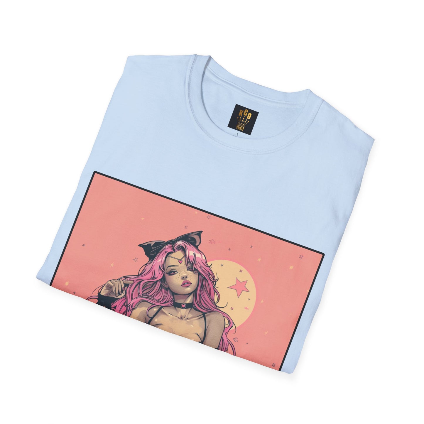 Grand theft Auto loading screen Pink chick Graphic Tee Softstyle by KGD Prints