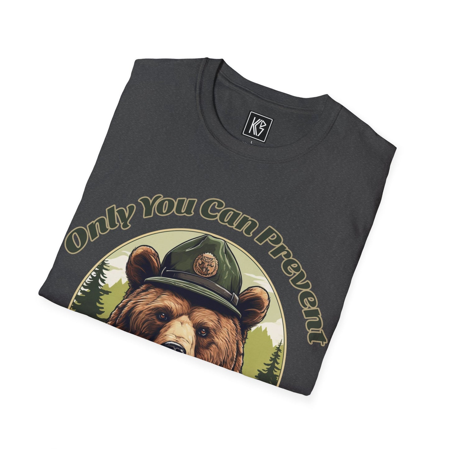 Forest fire bear Graphic Tee Softstyle by KGD Prints
