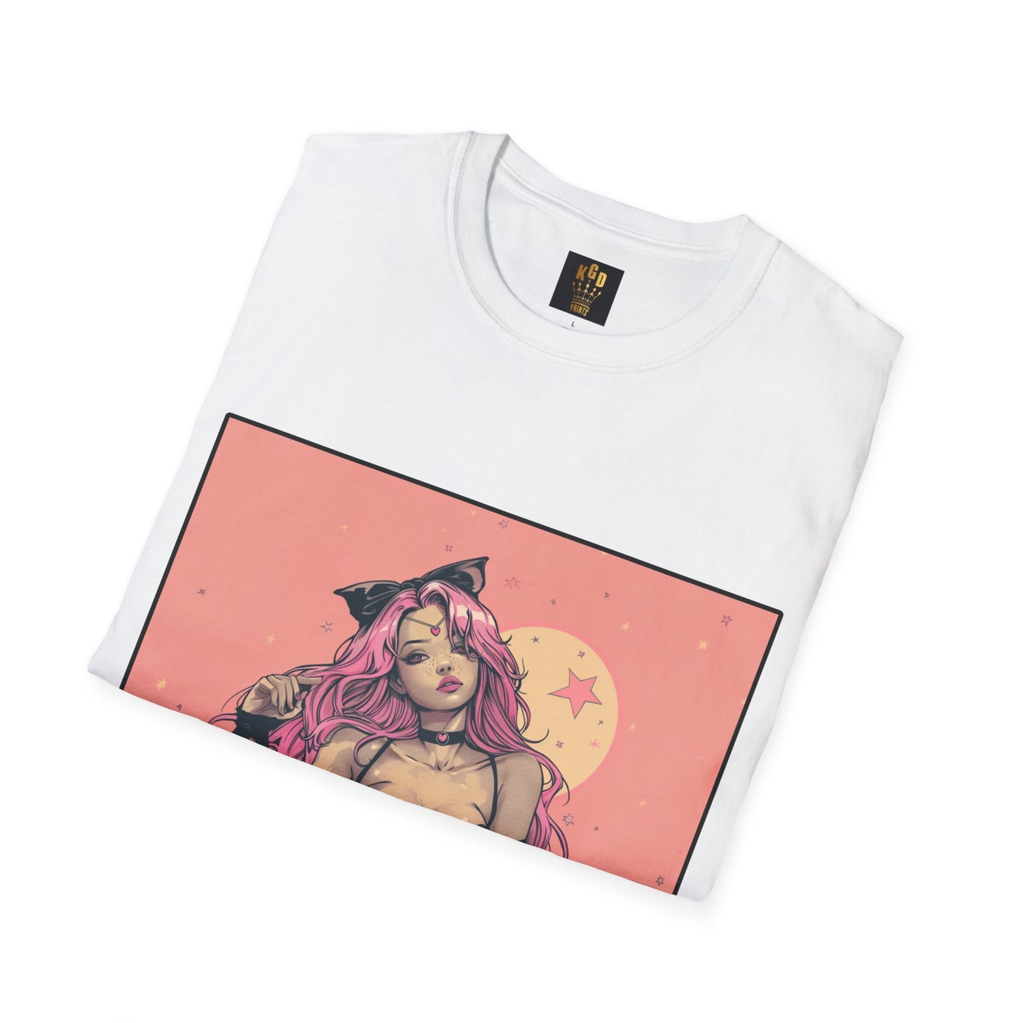 Grand theft Auto loading screen Pink chick Graphic Tee Softstyle by KGD Prints