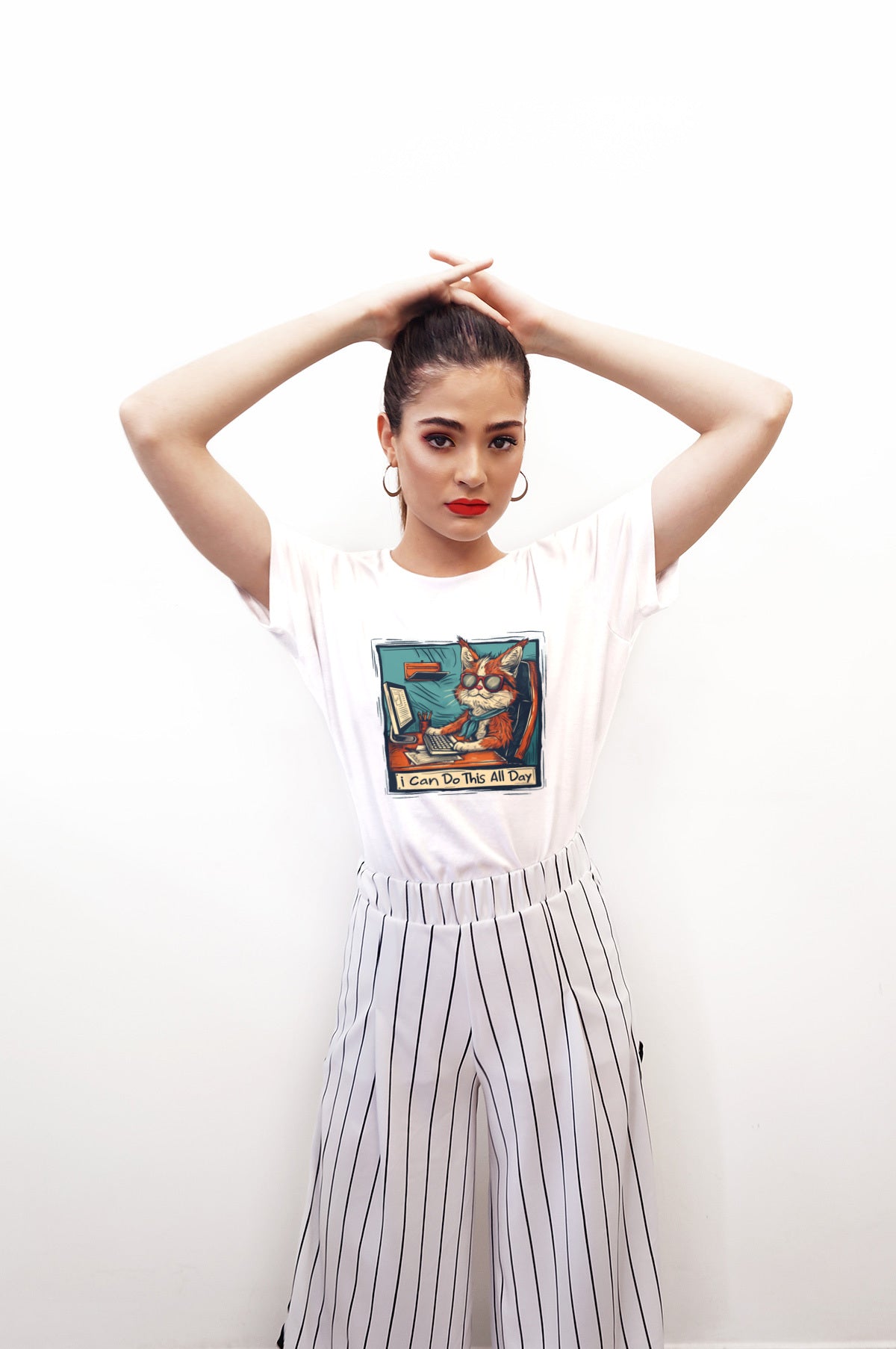 Relax Cat Graphic Tee, Model View