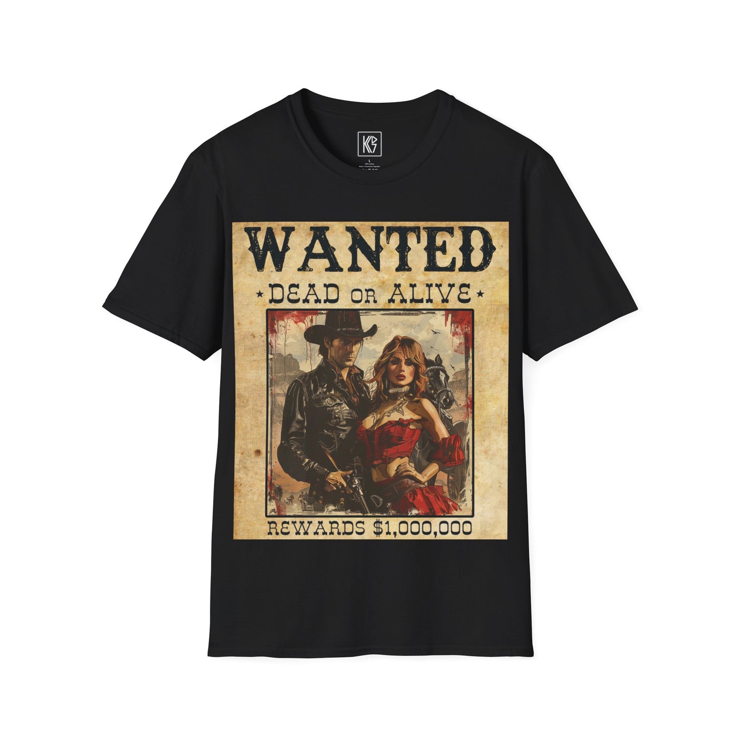 Wanted Cowboy & Dancer Graphic Tee Softstyle by KGD Prints