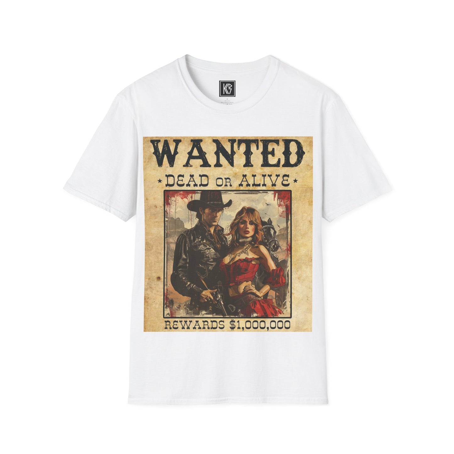 Wanted Cowboy & Dancer Graphic Tee Softstyle by KGD Prints