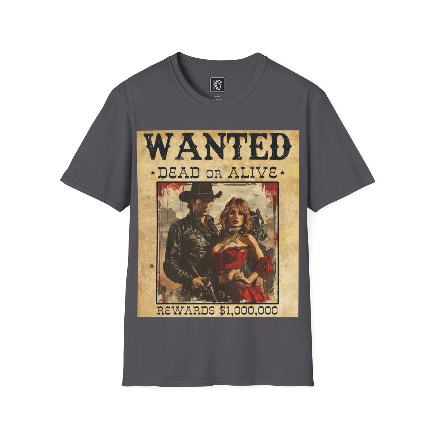 Wanted Cowboy & Dancer Graphic Tee Softstyle by KGD Prints