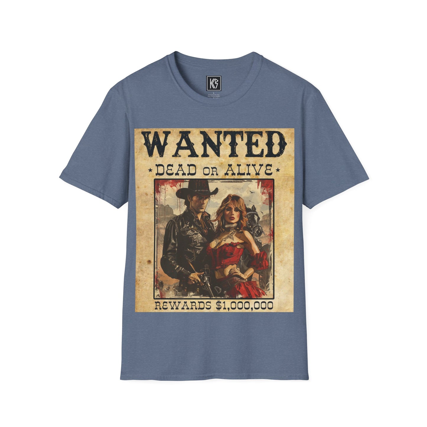 Wanted Cowboy & Dancer Graphic Tee Softstyle by KGD Prints