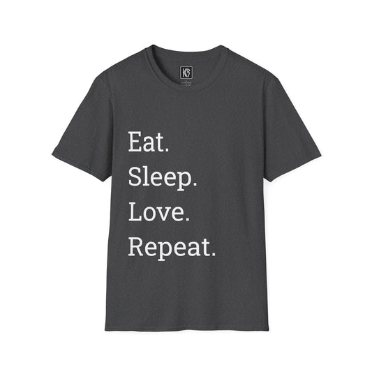 Eat sleep love repeat Graphic Tee Softstyle by KGD Prints