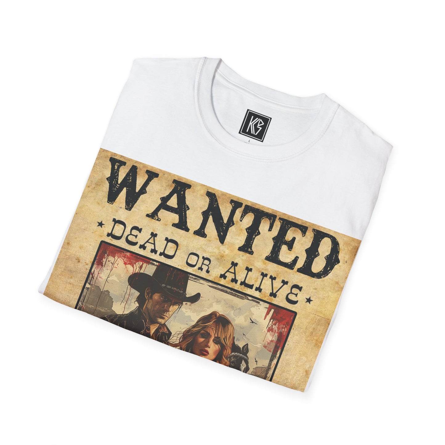 Wanted Cowboy & Dancer Graphic Tee Softstyle by KGD Prints